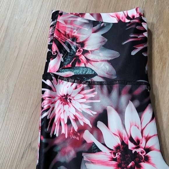 🔺️Kyodan Hot Pink & Black Floral High Waist Athletic Pants Small - Picture 6 of 7